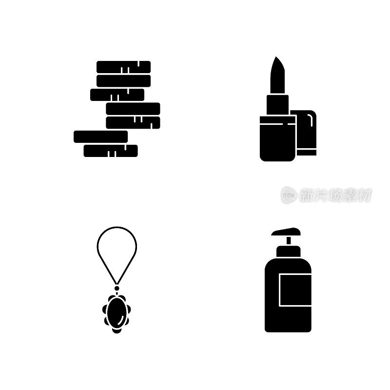 Beauty industry black glyph icons set on white space